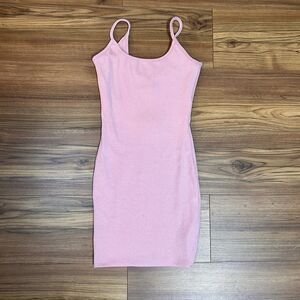 Fashion Nova Ribbed Mini Dress Pink Bodycon Strappy Size S NWT
